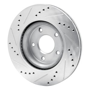 Nissan Altima Brake Rotor (1) - Front Right - R1 Concepts - Drilled & Slotted - Silver - `07-`13